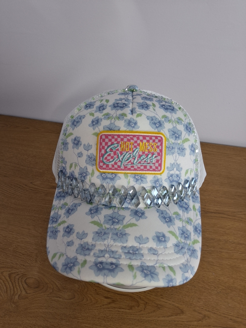 Handcrafted Women's Floral 'Hot Mess Express' Embellished Trucker Hat Mesh Back